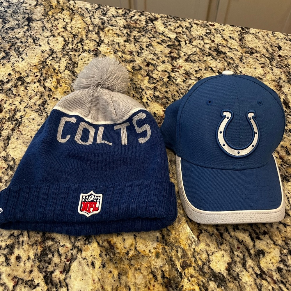 NFL Colts Beanie and Cap Set - Blue and Gray - excellent condition